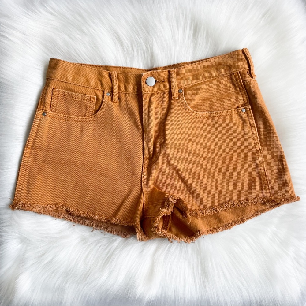 Bullhead High-Rise Orange Rust Denim Jean Shorts